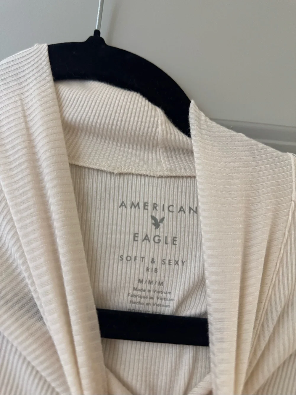 American Eagle Outfitters Cream Ribbed Cardigan